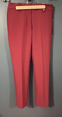 Nuevo con etiquetas Pantalones de vestir Loft para mujer ajustados a través de la pierna rojos Burgendy talla 2 Foto 1 de 4