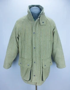 Bronte Tweed Mens Green Wool Herringbone Check Country Field Coat Jacket Size L - Picture 1 of 22
