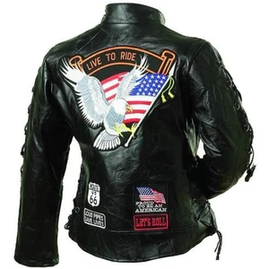 Motorcycle Womens Jacket Leather Live to Ride Buffalo Leather S M L XL 2X 4X  - Picture 1 of 4