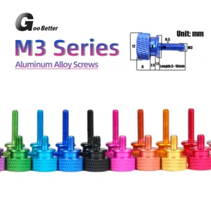 M3 Coloure Aluminium Anodised DIY Knurled Hand Thumb Screws Hand Grip Knob Bolts - Picture 1 of 20