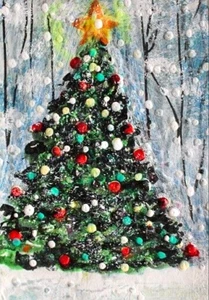 ACEO Original PINTURA DE INVIERNO Nieve PINO Paisaje Invierno Vacaciones Navidad ARTE - Imagen 1 de 1