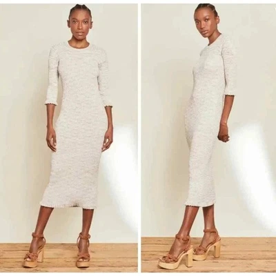 Vestido Veronica Barba Richie Acanalado Tejido Espacio Teñido Midi Volantes Puño Ajustado Pequeño Foto 1 de 4