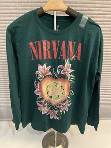 Nirvana Heart Shaped Girls Long Sleeve Shirt Size 14-16 Oversized Tee Gap Teen - Picture 1 of 6