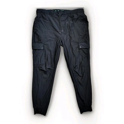 Projek Raw Black Joggers Men's Large Cargo Pockets Activewear Pants Stretch - Image 1 of 4