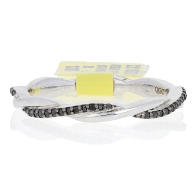 Anillo Plata Diamante Negro - 925 Corte Único .16ctw Banda Giratoria Eternidad Talla 7 Foto 1 de 4