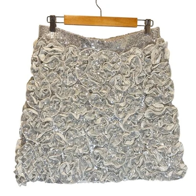 Minifalda Anthropologie x Mare Plateada Lentejuelas 3D Volantes - Talla Grande Foto 1 de 4