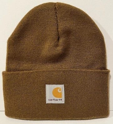 Carhartt YOUTH Brown Beanie Acrylic Watch Hat Ribbed One Size NWT - Image 1 of 4