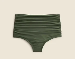 New J. Crew Medium Ruched High-rise Full-coverage Bikini Bottom  Cypress Green - Picture 1 of 3