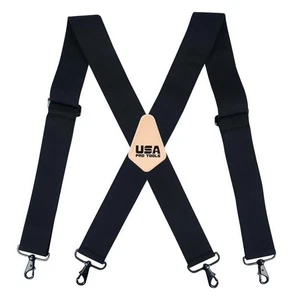 USA PRO TOOL WORK SUSPENDER BLAK CRSST13 DURABLE SNAP HOOKS 2" WEBBING & ELASTIC - Picture 1 of 1