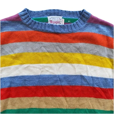 Винтажный 70-х Wrangler в полоску свитер маленький радуга акрил хиппи длинным рукавом - Изображение 1 из 4