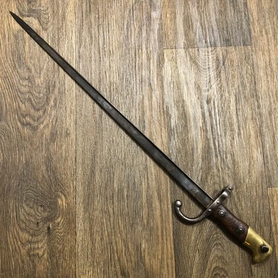 Pre-WW1 1880s French Army M1874 Gras Rifle T-Back Sword Bayonet ST. ETIENNE 1877 - Image 1 of 4