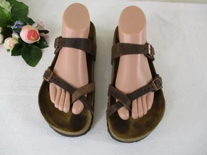 Birkenstock Mayari Brown Oiled Leather Toe Loop Sandals size 40 Women 9 Men 7 - Picture 1 of 10