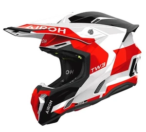 CASCO HELMET MOTO CROSS ENDURO AIROH TWIST 3 FANCY RED WHITE GLOSS 22.06 TG M - Picture 1 of 2
