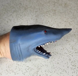 Schylling Stretchy Rubber Shark Jaws Hand Puppet Blood Thirsty Toy - Picture 1 of 7