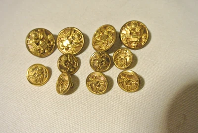 Vintage Waterbury Military Buttons Eagle Seal 7/8" 5/8"Set Of 11 - Image 1 of 2