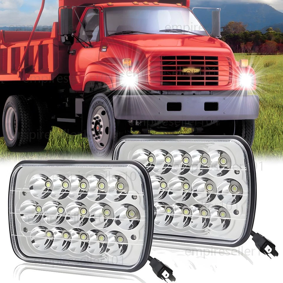 Pair 130W 7x6" Led Headlights Headlamp fit Chevy C6500 C7500 Kodiak Sealed Hi/Lo - Image 1 of 4