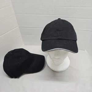 Blank PORT AUTHORITY Black w White STRIPE On Bill Adj Strapback Nwot Lot Of 4 - Picture 1 of 6