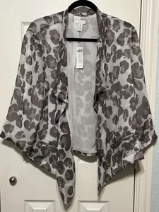 Chico’s Travelers Collection Drape Front Dana Mochachino Jacket Sz 3 (16/18) NWT - Picture 1 of 13