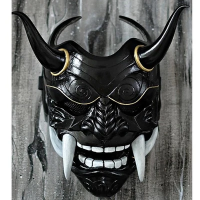 New Arrival Japanese Oni Horned Mask Latex Cosplay Red Performance Halloween Toy - Image 1 of 4