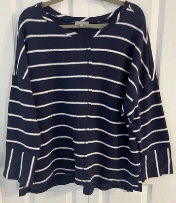 Habitat Clothes To Live In Tunic Top Blue/White Stripe 100% Cotton Women's L - Image 1 of 4