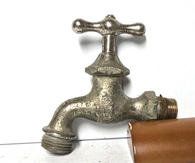 ANTIQUE BRASS WATER FAUCET SPIGOT HOSE BIBB - FARMHOUSE - Image 1 of 4