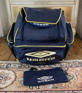 UMBRO Vintage 90's Rucksack Backpack Classic Blue Yellow Pencil Case Excellent - Picture 1 of 10
