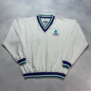 Vintage 90er Sycamore Hills Golfschläger Pullover Herren klein weiß V-Ausschnitt adrett - Bild 1 von 8