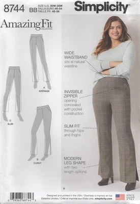 Simplicity Sewing Pattern 8744 Trousers by Amazing Fit Size 20W - 28W New - Image 1 of 4