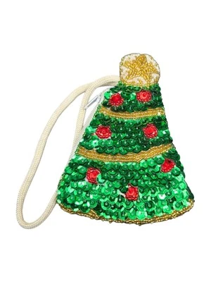 Винтажный Рождественский блестками бисером рождественская елка монета сумочки мини сумка праздник милый  - Изображение 1 из 4