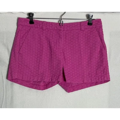 Shorts Chino de algodão Garnet Hill Sz 4 Pink Eyelet Renda Algodão Shorts Verão - Imagem 1 de 4