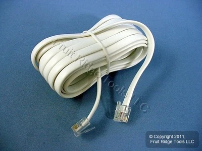 Leviton White 15' Phone Line Extension Cord 6-Wire RJ11 RJ14 RJ25 C2613-15W - Image 1 of 4