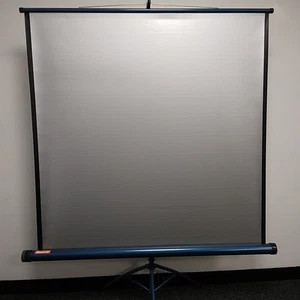 Vintage Barclay 48" x 48" Etalux Silver Projector Screen with Metal Tripod Stand - Picture 1 of 15