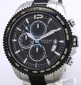 REGENT STEEL Edelstahl Chronograph - SEIKO- Werk - 10 BAR WR - UVP* 168,00 EUR - Picture 1 of 5