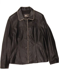 Chaqueta de cuero para mujer AVIATRIX Reino Unido 14 grande de cuero negro BQ10 - Imagen 1 de 3