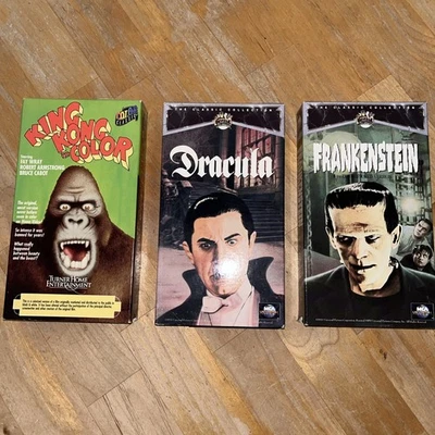 Dracula & Frankenstein & King Kong In Color VHS Lot Universal Monsters PlsCDesc - Image 1 of 4