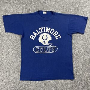 VINTAGE 60s Baltimore Colts T Shirt Size Medium Champion Blue NFL Football 1960s