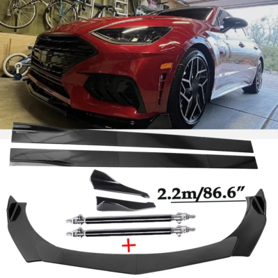 Front Bumper Lip Splitter Spoiler Rear Lip Strut Rods For Hyundai Sonata Y Foto 1 de 4
