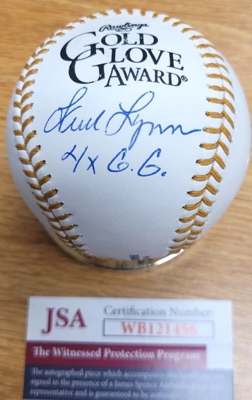 Autographed FRED LYNN "4X GG" Official Gold Glove MLB Baseball  JSA Witness - Image 1 of 1