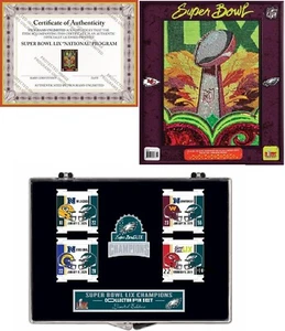 SUPER BOWL LIX 59 PHILADELPHIA EAGLES NATIONAL GAME PROGRAM & CHAMPIONS PIN SET - Picture 1 of 5