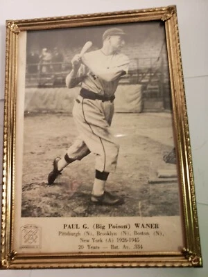 Cartão de beisebol vintage Paul G. (VENENO) Waner Hall Of Fame emoldurado - Imagem 1 de 2