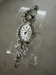 Women’s Solid 14K White Gold Geneve Quartz Diamond Watch - Picture 1 of 8