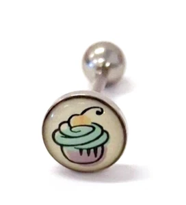 Zungenring Logo Cupcake 14 Stärke 5/8" Stahl Langhantel - Bild 1 von 3