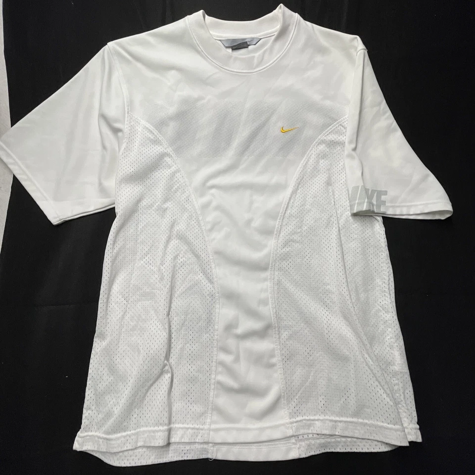 Camisa deportiva Nike con panel de malla lisa blanca para hombre L dorada a cuadros holgada Foto 1 de 4