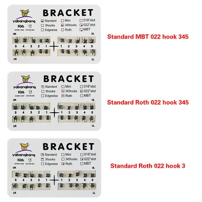 1-100 paquetes de soportes metálicos ortopédicos dentales estándar Roth/MBT 022 3-4-5 ganchos Foto 1 de 2