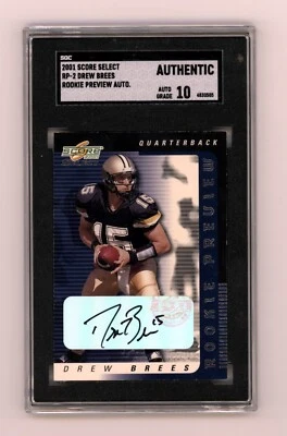 Drew Brees 2001 Score Select Rookie Preview Signed RC SGC Authentic 10 Auto - Image 1 of 2