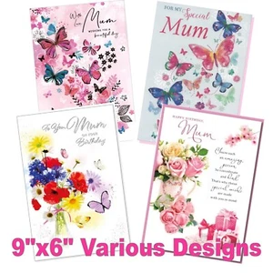 MUM Birthday Card *VARIOUS DESIGNS*  Size: 9"x6" - Female Ladies Women Mom - Picture 1 of 15