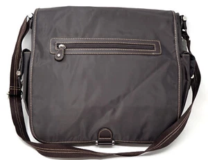 NEW Liz Claiborne Dark Brown Nylon Messenger Crossbody Work Bag Handbag Purse - Picture 1 of 8