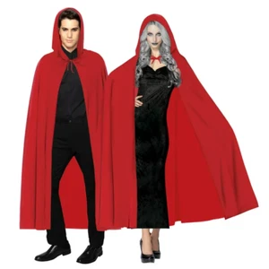 Adult One Size Red Hooded Cape Ages 14+ Cosplay Costumes 48 in x 25 in Polyester - Picture 1 of 2