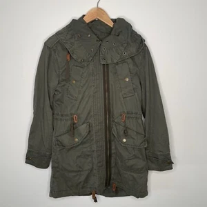 Country Road Women's Green Khaki Zip Up Hooded Multi Pocket Parka Jacket Sz XXS - Picture 1 of 7