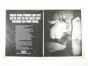 Vintage 1972 GTE General Telephone Electronics Advertisement Print Flood Worker - Picture 1 of 2